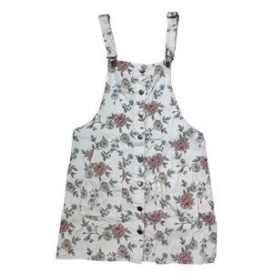 Tinseltown Overalls Dress Floral Girls Button Down Size L